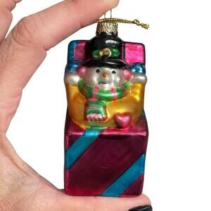 Thomas Pacconi Museum Series Snowman in Box Ornament Glass Christmas Retired